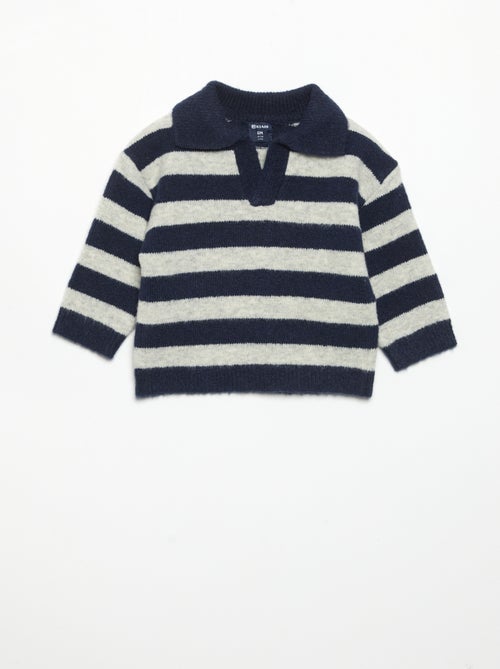 Jersey rayado con cuello polo sin botones - Kiabi