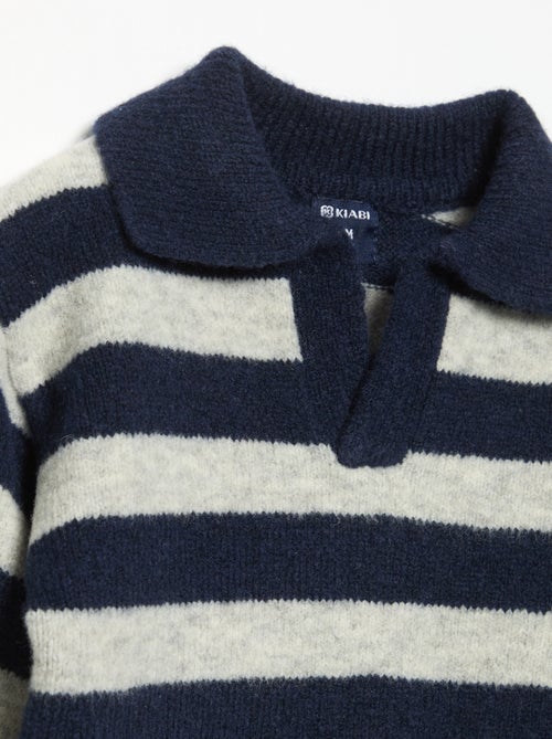 Jersey rayado con cuello polo sin botones - Kiabi