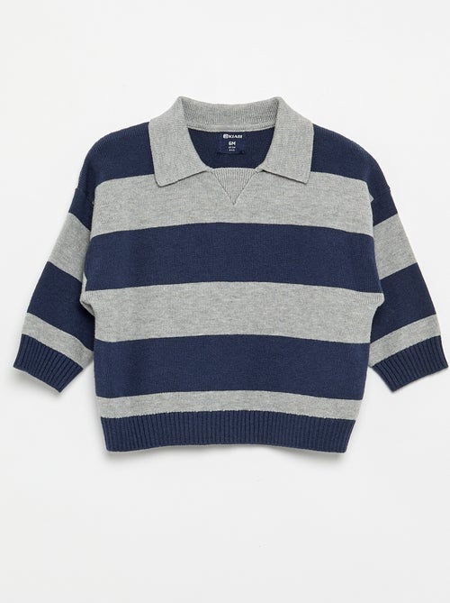 Jersey rayado de manga larga y cuello polo - Kiabi