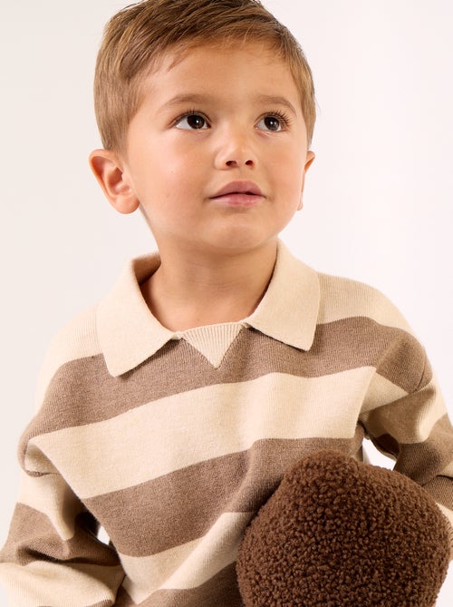 Jersey rayado de manga larga y cuello polo - Kiabi