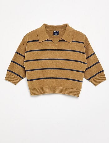 Jersey rayado de manga larga y cuello polo
