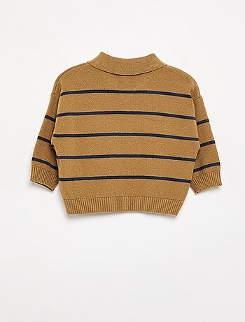 Jersey rayado de manga larga y cuello polo