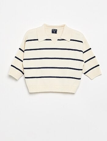 Jersey rayado de manga larga y cuello polo