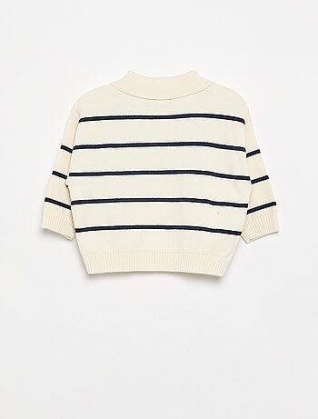 Jersey rayado de manga larga y cuello polo