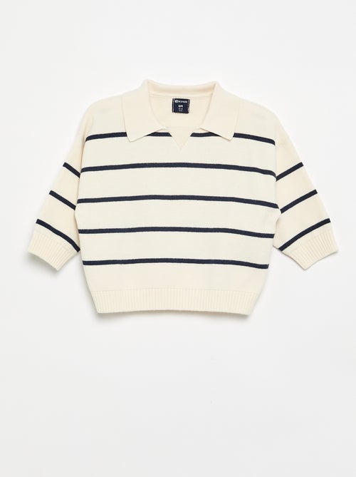 Jersey rayado de manga larga y cuello polo - Kiabi