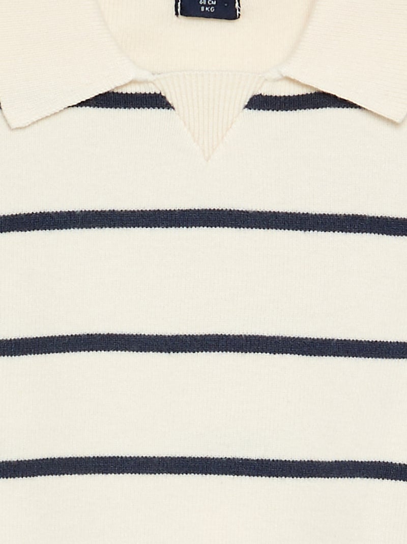 Jersey rayado de manga larga y cuello polo Beige - Kiabi
