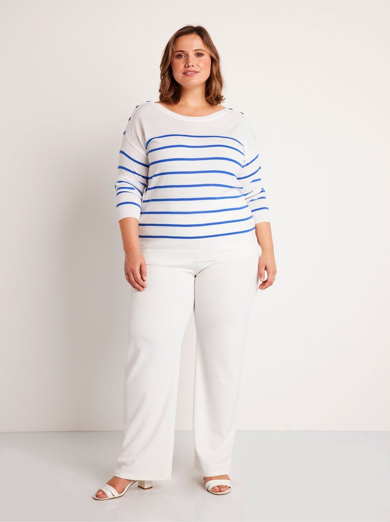 Jersey rayas finas - Afibel Blanco Azul - Kiabi