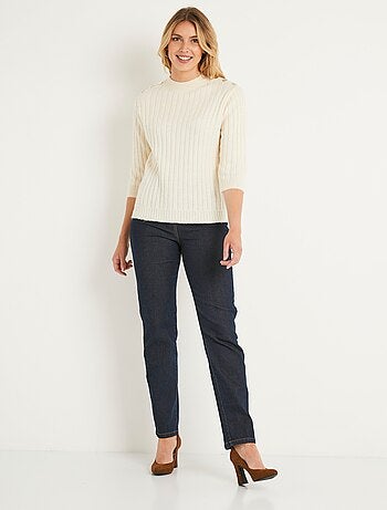 Jersey recto de punto elástico con cuello alto - Afibel