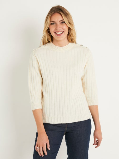 Jersey recto de punto elástico con cuello alto - Afibel - Kiabi