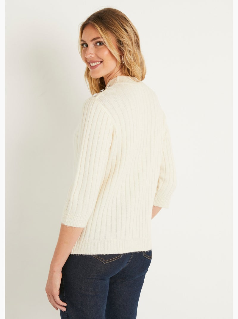 Jersey recto de punto elástico con cuello alto - Afibel Crudo - Kiabi