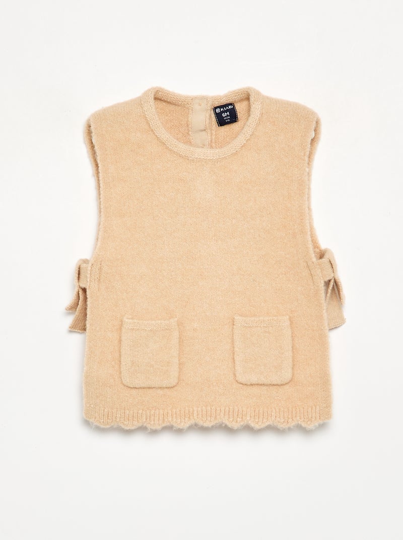 Jersey sin mangas con bufanda desmontable Beige - Kiabi