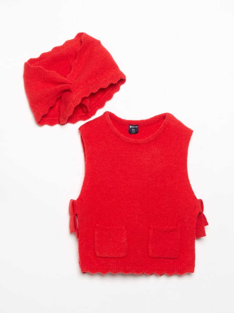 Jersey sin mangas con bufanda desmontable Rojo - Kiabi