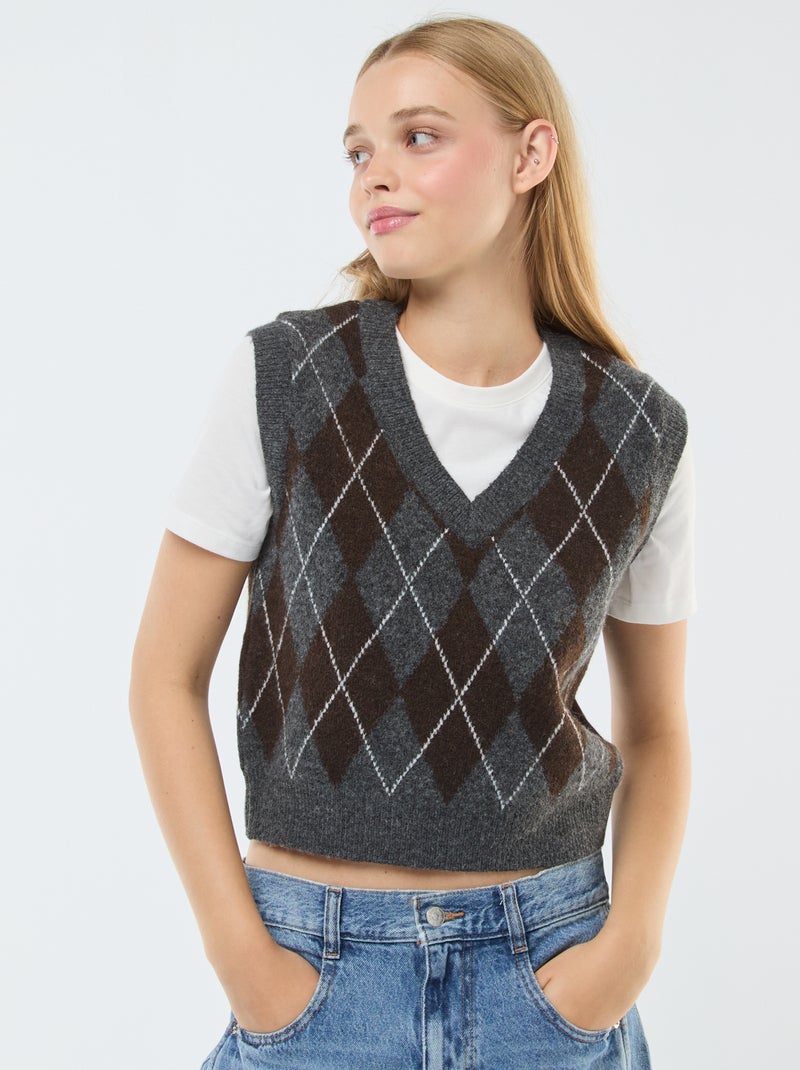 Jersey sin mangas con camiseta 2 en 1 Gris - Kiabi