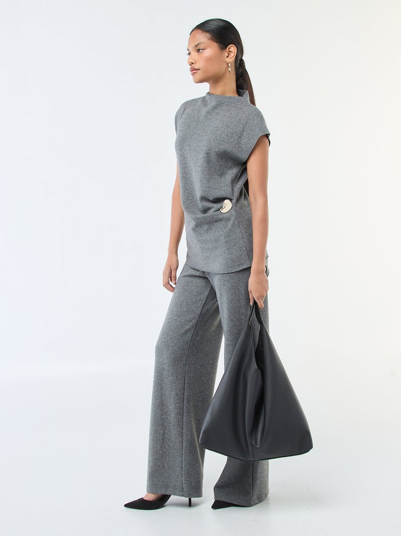 Jersey sin mangas con cuello alto Gris - Kiabi
