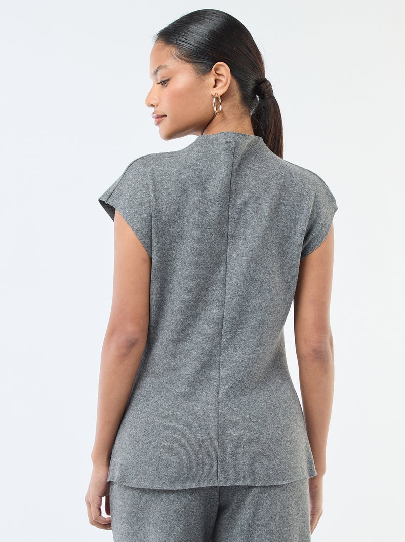 Jersey sin mangas con cuello alto Gris - Kiabi