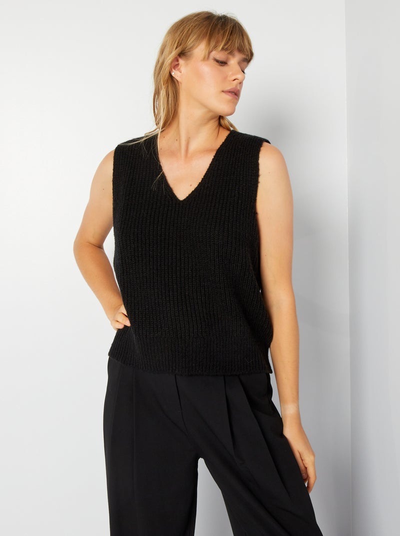 Jersey sin mangas con cuello de pico 'JDY' negro - Kiabi