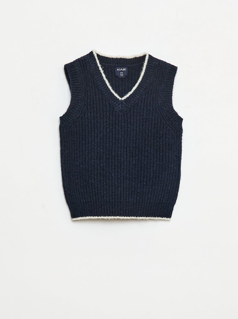 Jersey sin mangas con cuello en V Azul - Kiabi