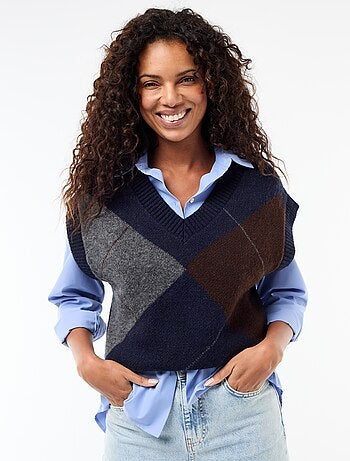 Jersey sin mangas con estampado de rombos