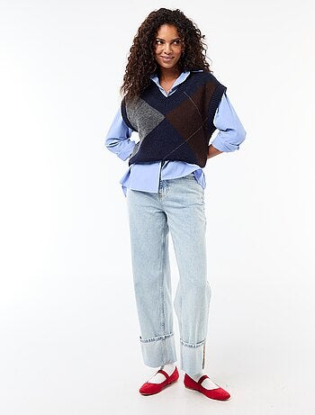 Jersey sin mangas con estampado de rombos