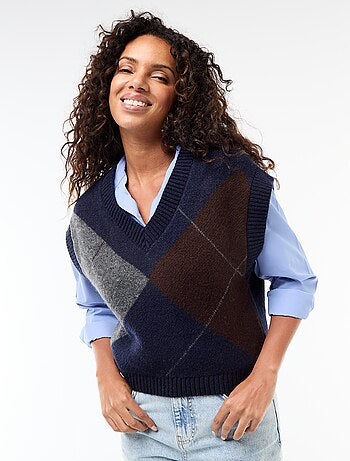 Jersey sin mangas con estampado de rombos