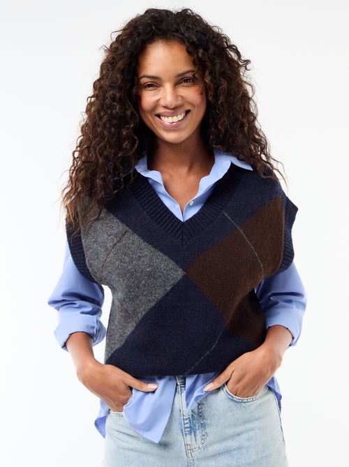 Jersey sin mangas con estampado de rombos - Kiabi