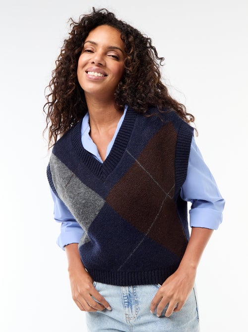 Jersey sin mangas con estampado de rombos - Kiabi