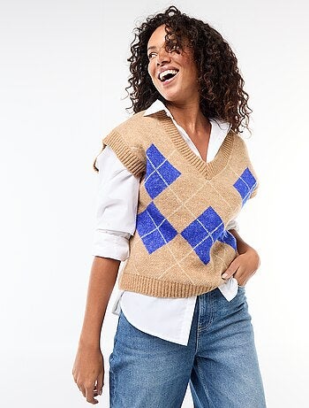 Jersey sin mangas con estampado de rombos