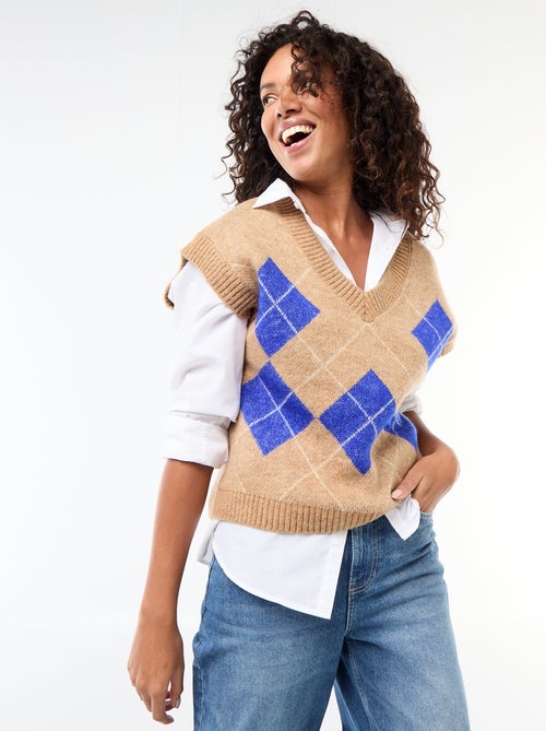 Jersey sin mangas con estampado de rombos - Kiabi