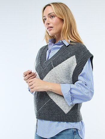 Jersey sin mangas con estampado de rombos