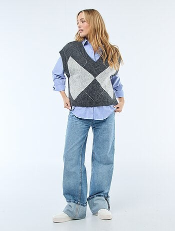 Jersey sin mangas con estampado de rombos