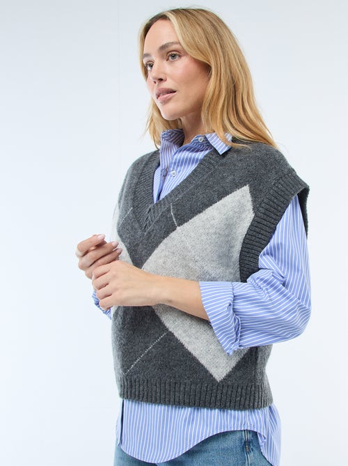 Jersey sin mangas con estampado de rombos - Kiabi