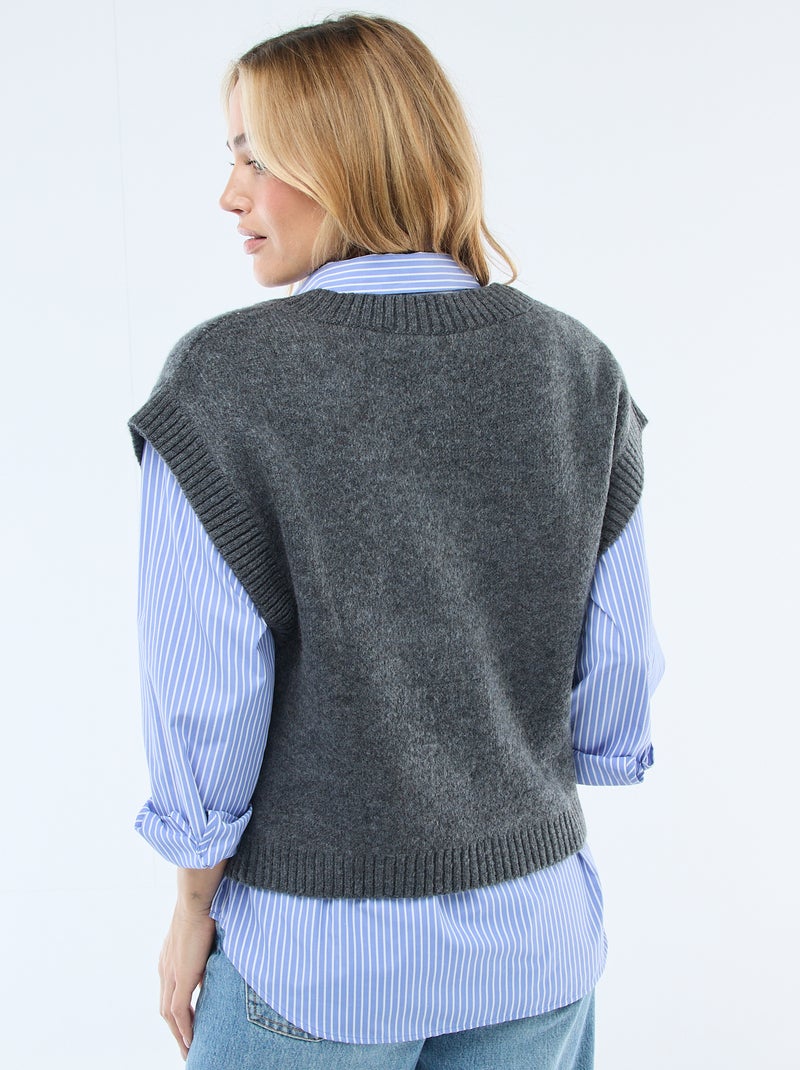 Jersey sin mangas con estampado de rombos Gris - Kiabi