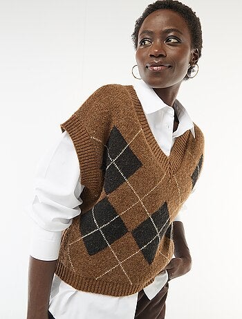 Jersey sin mangas con estampado de rombos