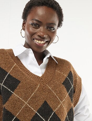 Jersey sin mangas con estampado de rombos