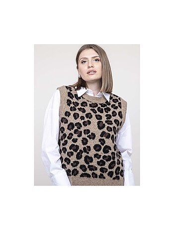 Jersey sin mangas con estampado leopardo KURTINA