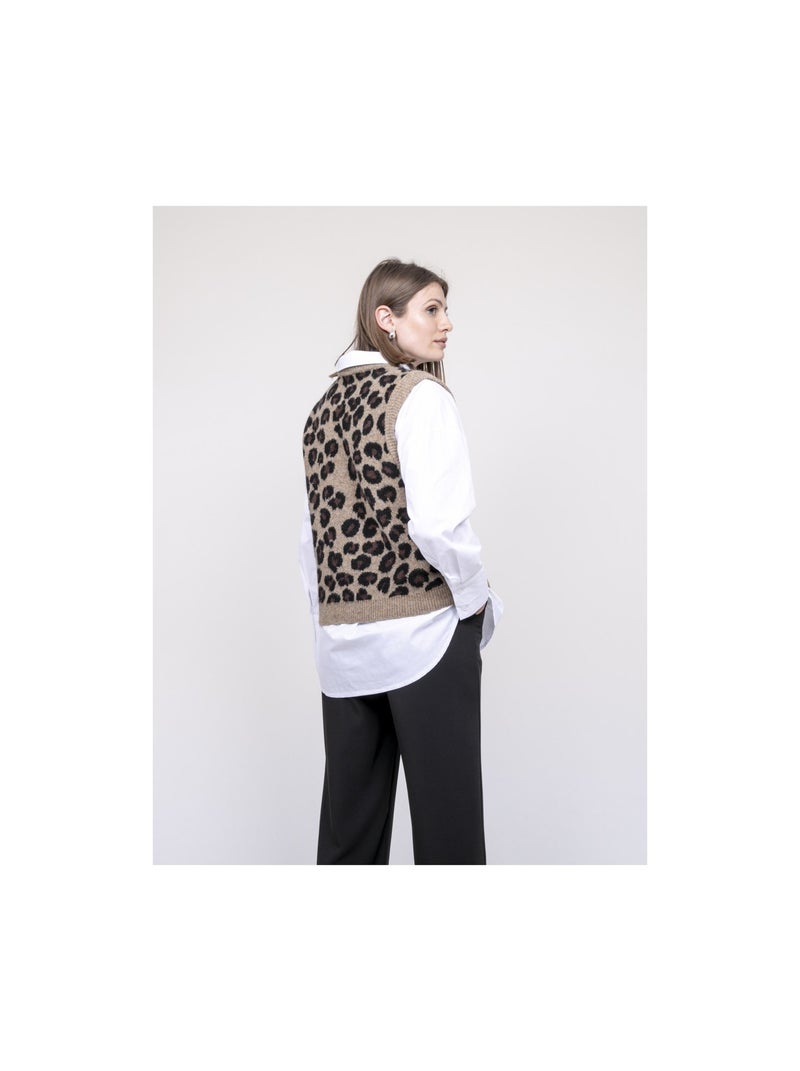 Jersey sin mangas con estampado leopardo KURTINA Marrón - Kiabi