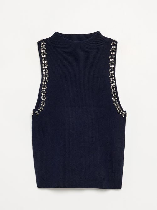 Jersey sin mangas con joyas en las sisas - Kiabi Jersey sin mangas con joyas en las sisas - Kiabi
