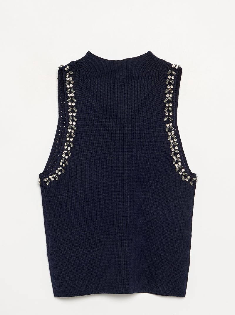 Jersey sin mangas con joyas en las sisas Azul - Kiabi