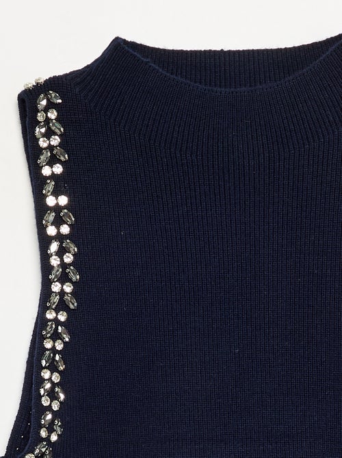 Jersey sin mangas con joyas en las sisas - Kiabi Jersey sin mangas con joyas en las sisas - Kiabi