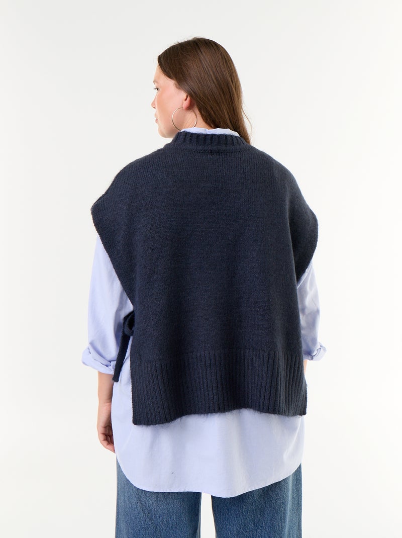 Jersey sin mangas con lazada en los laterales Azul - Kiabi