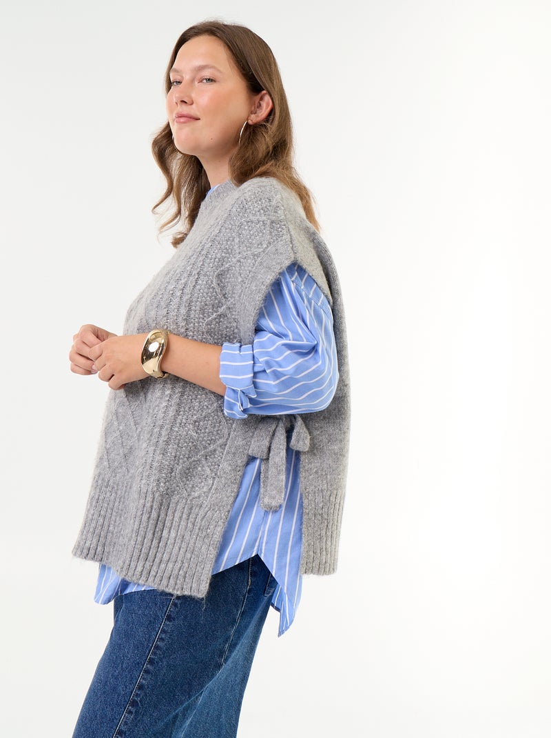 Jersey sin mangas con lazada en los laterales Gris - Kiabi