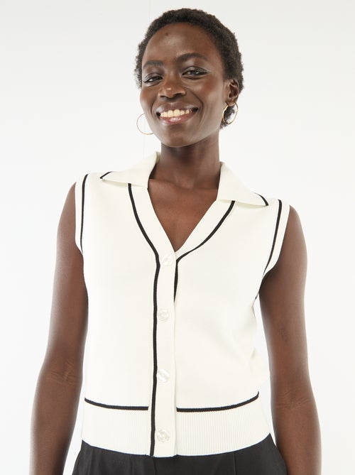 Jersey sin mangas cuello polo - Kiabi