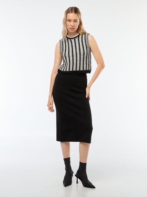 Jersey sin mangas de croché con bajo ondulado - Kiabi