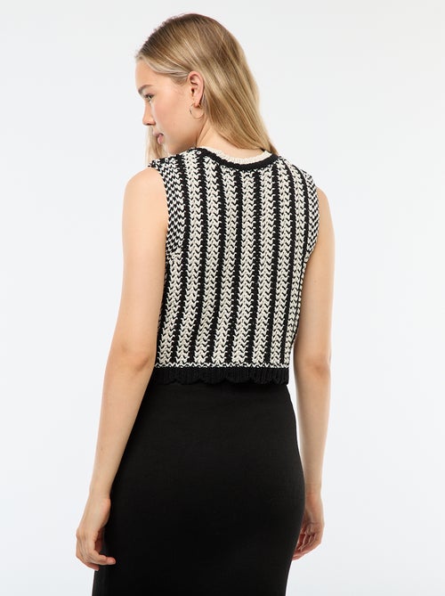Jersey sin mangas de croché con bajo ondulado - Kiabi