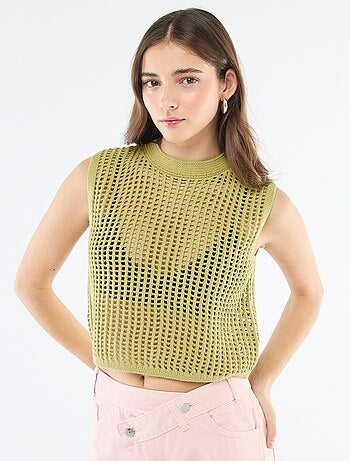 Jersey sin mangas de croché