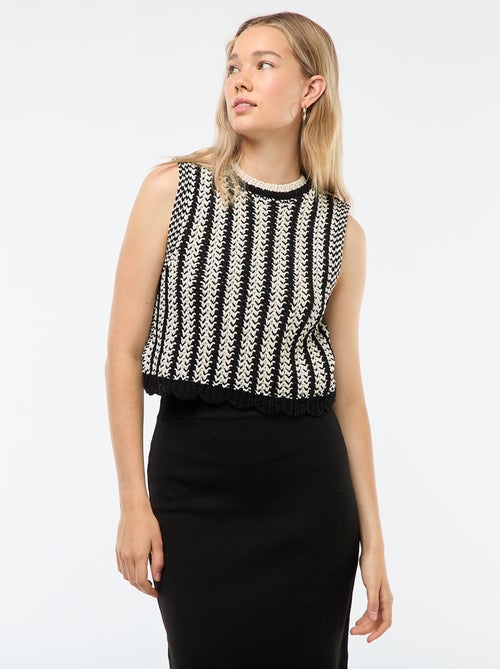 Jersey sin mangas de crochet con bajo ondulado - Kiabi