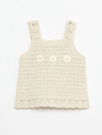 Jersey sin mangas de ganchillo con detalles de \'flores\'