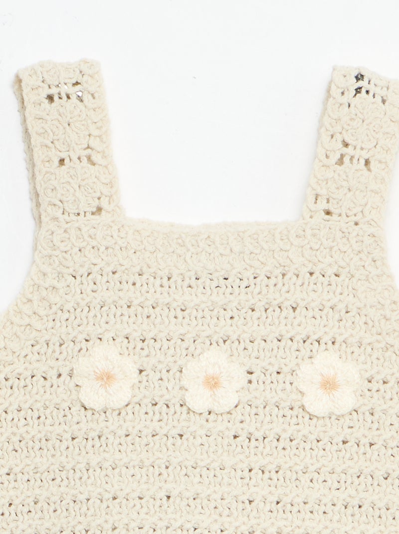 Jersey sin mangas de ganchillo con detalles de \'flores\' Beige - Kiabi