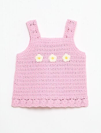 Jersey sin mangas de ganchillo con detalles de \'flores\'