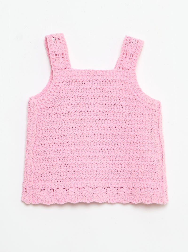 Jersey sin mangas de ganchillo con detalles de \'flores\' Rosa - Kiabi